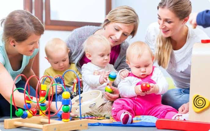mothers supervising their kids